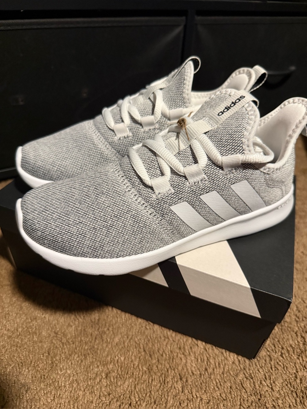 adidas Kids Gray and White Knit Sneakers